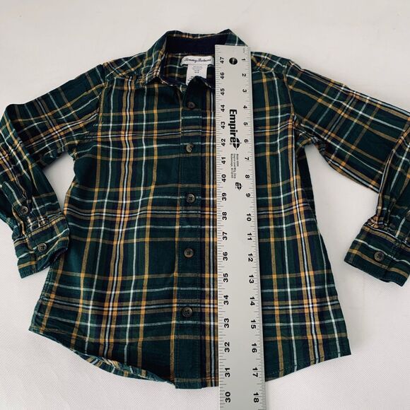 Tommy Bahama Shirt Tartan Plaid Button Down Boys Small 5/6 Green Yellow Holiday - Picture 8 of 9